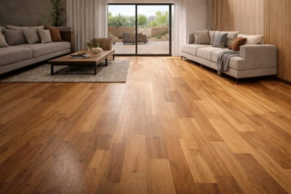 suelo laminado en Mallorca efecto madera en salón moderno y luminoso